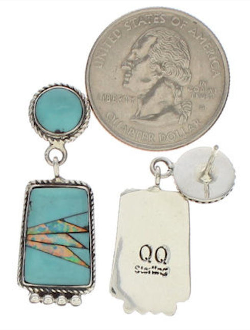 Southwestern Turquoise And Opal Inlay Earrings EX32477